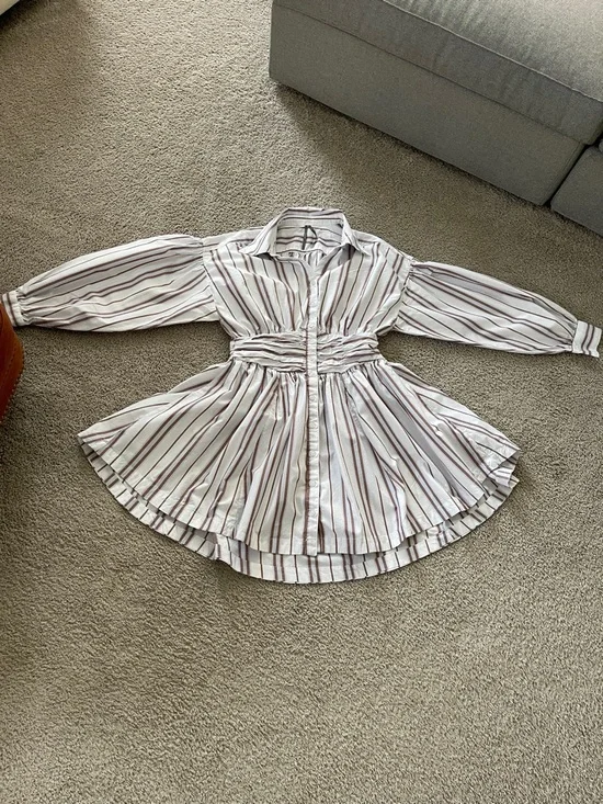 Anthropologie Long-Sleeve Collared A Line Mini Dress - Picture 7 of 10